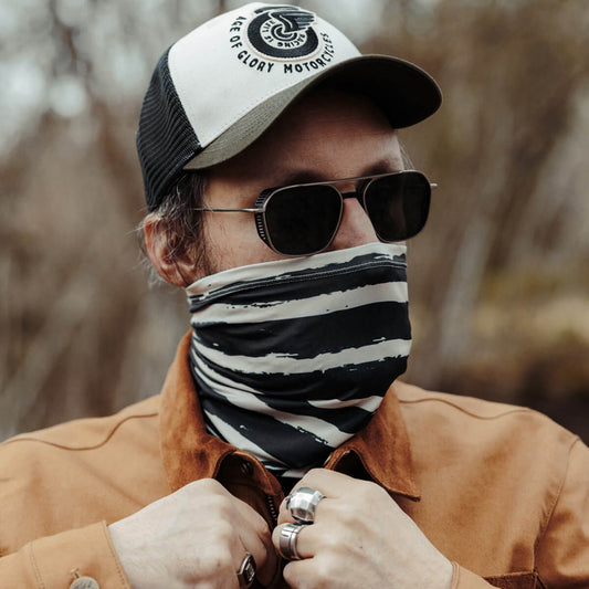 Neck Tube Painted Stripe Black/Ecru