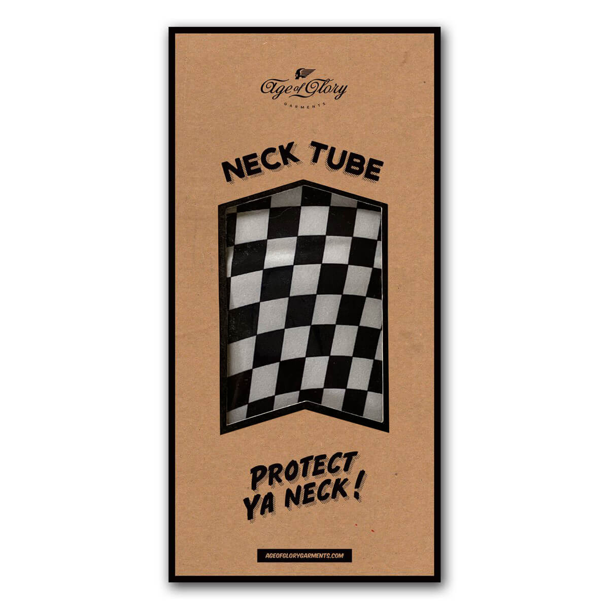 Winter Neck Tube Twist Checkered Pattern Black/White