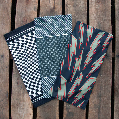 Winter Neck Tube Twist Checkered Pattern Black/White