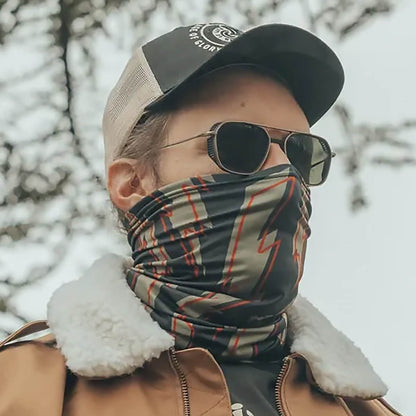 ネックチューブ（冬用・裏地フリース） ボルト ダークグリーン/ゴールド/レッド