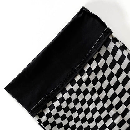 Winter Neck Tube Twist Checkered Pattern Black/White