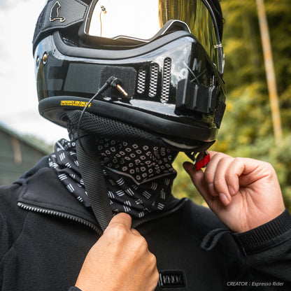 ネックチューブ（冬用・裏地フリース） カノコ グリーン/ホワイト